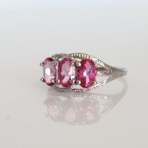 Pink Topaz 1.4 Carats with Diamonds Ring SIZE 7